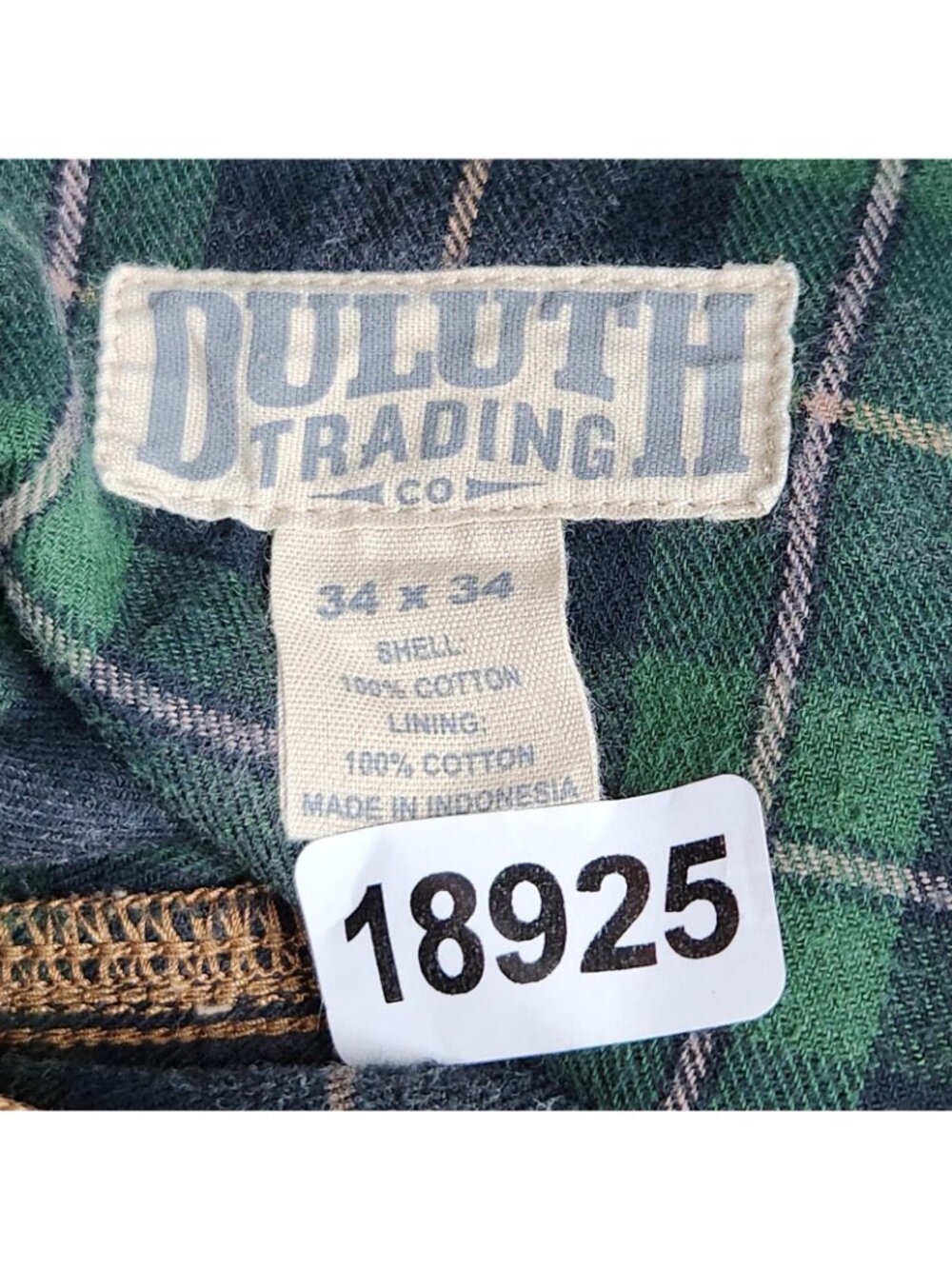 Duluth Trading Pants Mens 34x34 Brown Canvas Flannel Lined Straight Leg Workwear - Picture 13 of 15